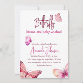 Boho Butterfly Kisses Pink Girl Baby shower Kaart (Voorkant)