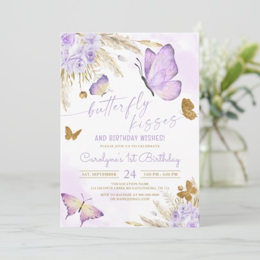 Boho Butterfly Kusjes en Verjaardagswensen Kaart (Staand voorkant)