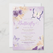 Boho Butterfly Lavender Paars Floral Baby shower Kaart (Voorkant)