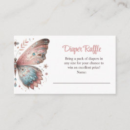 Boho Butterfly Luier Raffle Ticket – Blush Pink Informatiekaartje