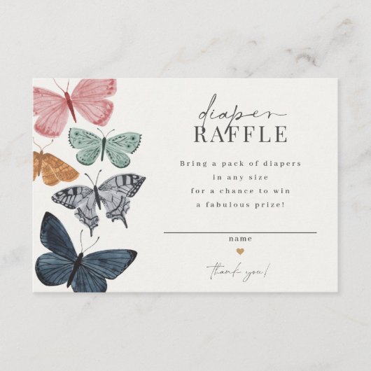 Boho Butterfly Luier Raffle uitnodiging invoegen Informatiekaartje (Voorkant)