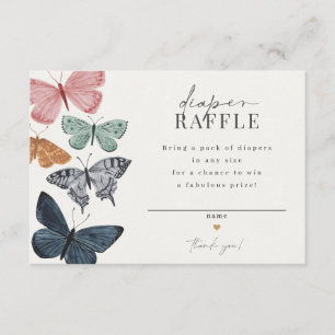 Boho Butterfly Luier Raffle uitnodiging invoegen Informatiekaartje