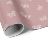 Boho Butterfly Modern Baby Girl Neutral Mauve Cadeaupapier (Rol Hoek)