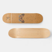 Boho Butterfly Oranje Grunge Monogram Naam  Persoonlijk Skateboard (Horizontaal)