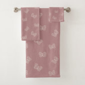 Boho Butterfly Pattern Neutral Modern Pink Mauve Bad Handdoek (Insitu)