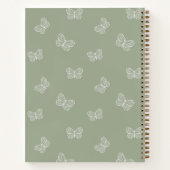 Boho Butterfly Pattern School Girl Name Sage Green Notitieboek (Achterkant)