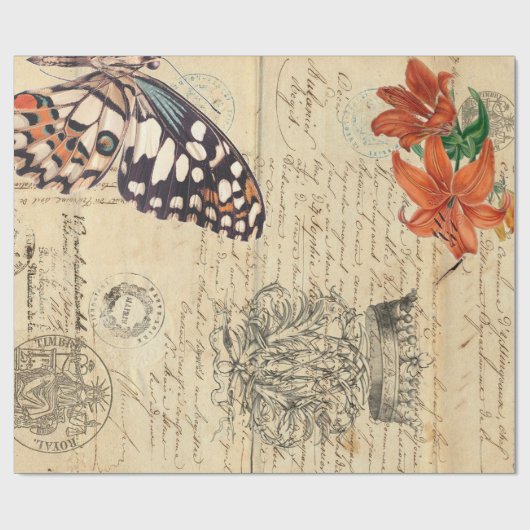 Boho Butterfly Poster Cadeaupapier (Vlak)