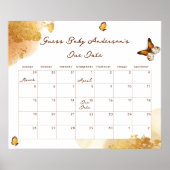 Boho Butterfly Raad Baby Verwachte Datum Kalender Poster (Voorkant)