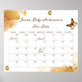 Boho Butterfly Raad Baby Verwachte Datum Kalender Poster
