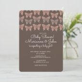Boho Butterfly roze en bruin Baby shower Kaart (Staand voorkant)
