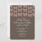 Boho Butterfly roze en bruin Baby shower Kaart (Voorkant)