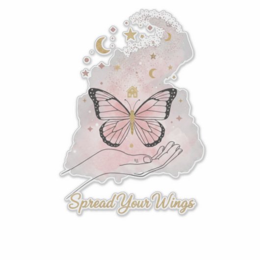 Boho Butterfly "Spread Your Wings" Sticker (Voorkant)