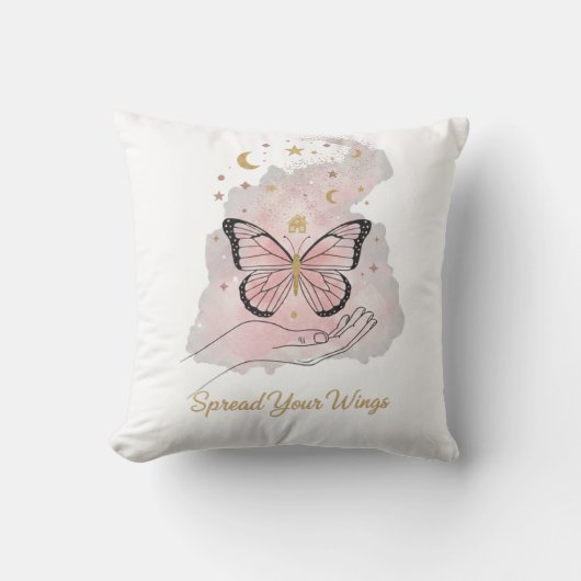 Boho Butterfly "Spread Your Wings" Throw Pillow Kussen (Voorkant)