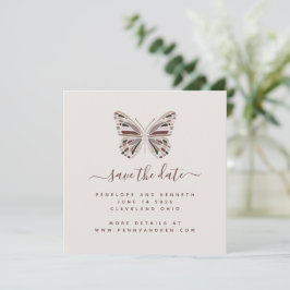 Boho Butterfly | Stijlvolle Bourgogne en Taupe Save The Date