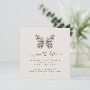 Boho Butterfly Stijlvolle Bourgogne en Taupe Save The Date
