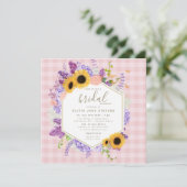 Boho Butterfly Sunflower Lijst Pink Vrijgezellenfe Kaart (Staand voorkant)