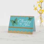 Boho Butterfly Thinking of You Handmade Look Note Kaart (Gele Bloem)