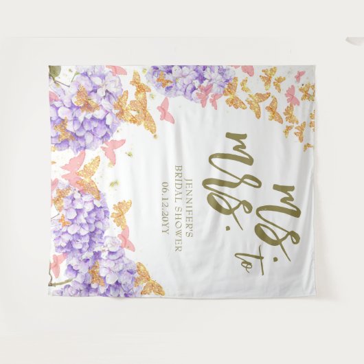 Boho Butterfly Tuin Mrs Bruidsfeest Achtergrond Wandkleed (Voorkant (horizontaal))