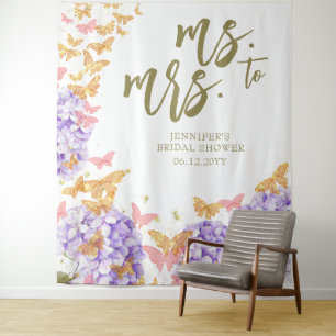 Boho Butterfly Tuin Mrs Bruidsfeest Achtergrond Wandkleed