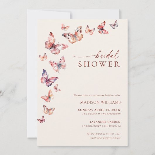 Boho Butterfly Vrijgezellenfeest Kaart (Voorkant)