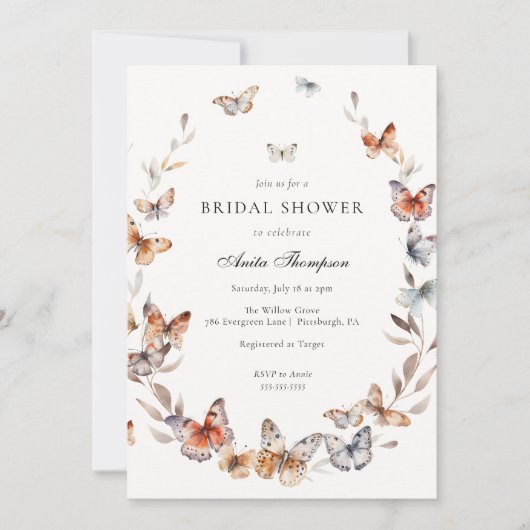 Boho Butterfly Vrijgezellenfeest Kaart (Voorkant)