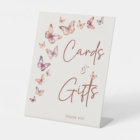 Boho Butterfly Vrijgezellenfeest Kaarten & Cadeaus Reclamebord Met Voetstuk (Voorkant)