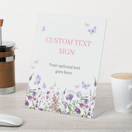 Boho Butterfly Wildflower Baby shower Aangepast Reclamebord Met Voetstuk (Insitu)