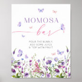 Boho Butterfly Wildflower Baby shower Momosa Bar Poster (Voorkant)