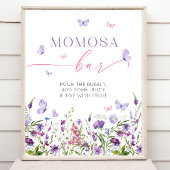 Boho Butterfly Wildflower Baby shower Momosa Bar Poster