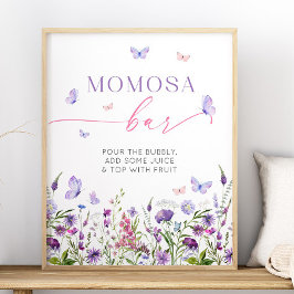Boho Butterfly Wildflower Baby shower Momosa Bar Poster