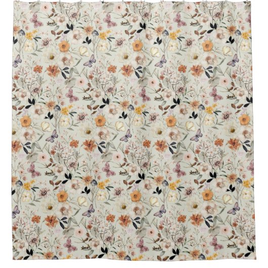 Boho Butterfly Wildflower Douchegordijn (Voorkant)