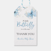 Boho Butterfly Wildflower Floral Blue Baby Shower Cadeaulabel (Voorkant)