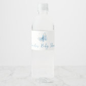 Boho Butterfly Wildflower Floral Blue Baby Shower Waterfles Etiket (Voorkant)