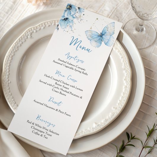 Boho Butterfly Wildflower Floral Boy Baby Shower Menu
