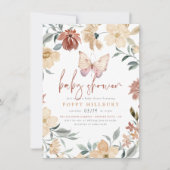 Boho Butterfly Wildflower Garden Girl Baby shower Kaart (Voorkant)