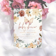 Boho Butterfly Wildflower Garden Girl Baby shower