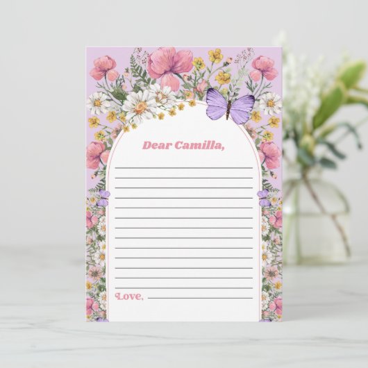 Boho Butterfly Wildflower Time Capsule Note Kaart (Staand voorkant)