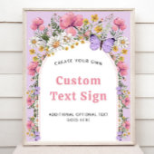 Boho Butterfly Wildflower Verjaardag 16x20 teken Poster