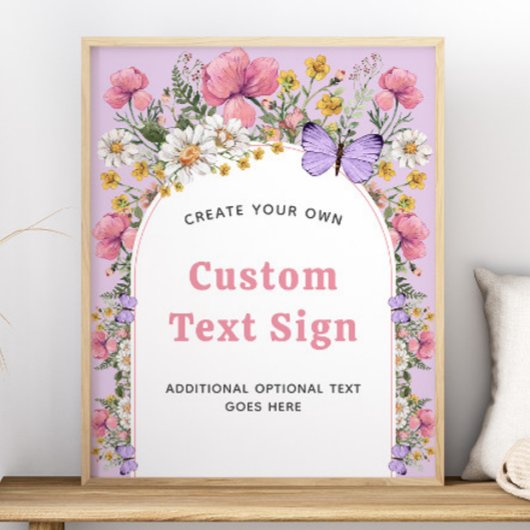 Boho Butterfly Wildflower Verjaardag 16x20 teken Poster