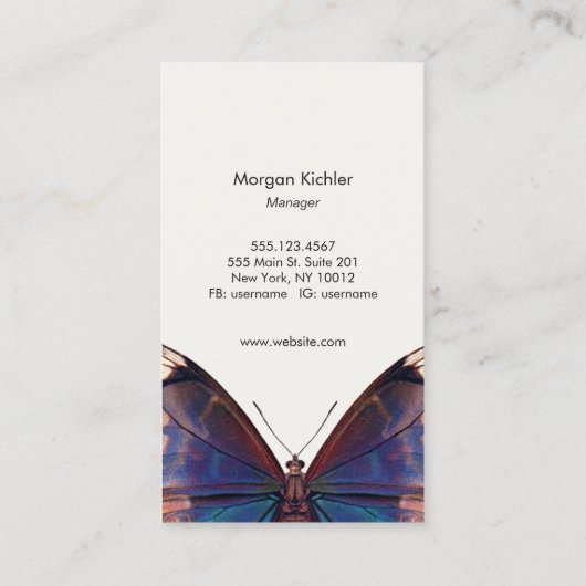 Boho  Butterfly Wing Natuur Visitekaartje (Achterkant)