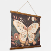 Boho Butterfly Wood Topped wandtapijt Hangend Wandkleed (Gebogen)