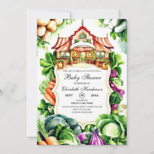 Boho Cabbage Farmer's Market Baby shower Kaart