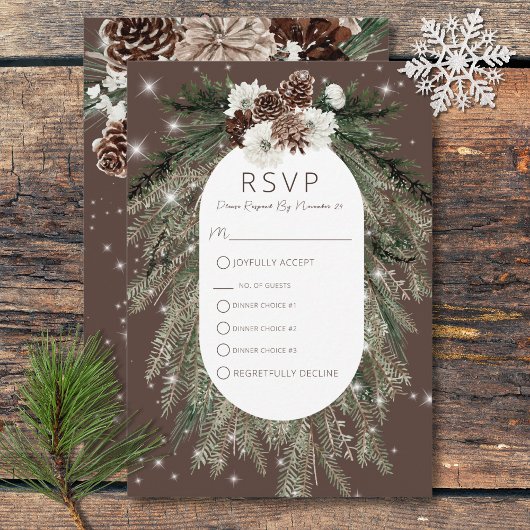 Boho Cacao Pine Winter Sparkle Drie Diner RSVP Kaartje