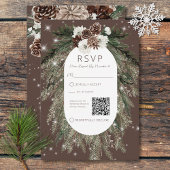 Boho Cacao Pine Winter Sparkle QR-code RSVP Kaartje