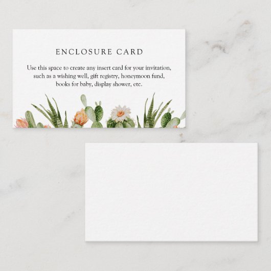 Boho Cactus Aangepaste Enclosure Kaart (Voorkant / Achterkant)