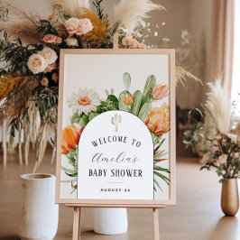 Boho Cactus Arch Baby shower Welkom Poster