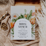 Boho Cactus Arch Bridal Shower Kaart<br><div class="desc">Bridal Shower-uitnodiging met een gebogen lijst waterverf cactus en woestijnbloemen. Pas uw gegevens aan zodat de bruid beschikbaar is. Klik op "klik om verder aan te passen" om de lettertypestijl,  -grootte of -kleur te wijzigen.</div>