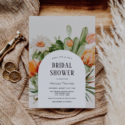 Boho Cactus Arch Bridal Shower Kaart