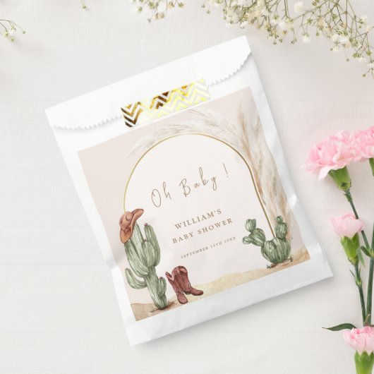 Boho Cactus Arch Desert Cowboy Baby shower Bedankzakje (Gezegeld)