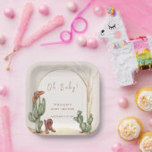 Boho Cactus Arch Desert Cowboy Baby shower Papieren Bordje (Feest)